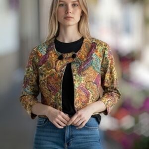 Vtg 60’s Paisley Psychedelic Crop Jacket Bolero